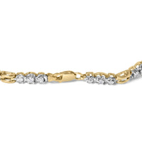 10k Yellow Gold 1.00 Cttw Diamond 3 Stone Link Bracelet (I-J Color, I1-I2 Clarity) -7.25