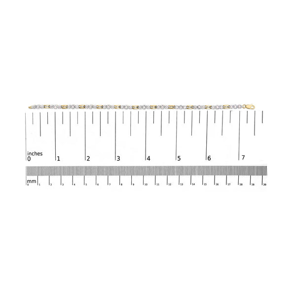 10k Yellow Gold 1.00 Cttw Diamond 3 Stone Link Bracelet (I-J Color, I1-I2 Clarity) -7.25