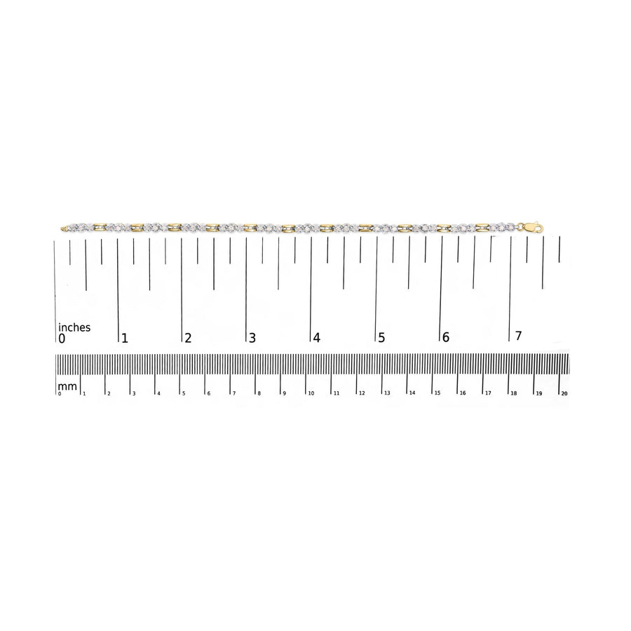 10k Yellow Gold 1.00 Cttw Diamond 3 Stone Link Bracelet (I-J Color, I1-I2 Clarity) -7.25