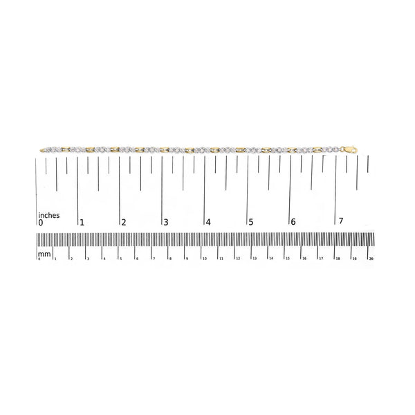10k Yellow Gold 1.00 Cttw Diamond 3 Stone Link Bracelet (I-J Color, I1-I2 Clarity) -7.25