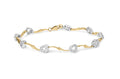 10K two-tone gold heart-link bracelet with pave-set heart diamond stones