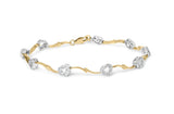 10K two-tone gold heart-link bracelet with pave-set heart diamond stones thumbnail 1