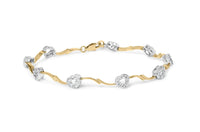 10k Two-Tone Gold 1/3 Cttw Diamond Pave Set Heart S-Link 7.25