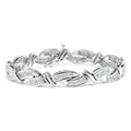 14K white gold bracelet with princess-cut diamonds in a wave-style link