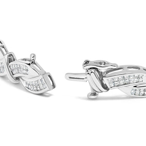 14K White Gold 4.0 Cttw Invisble Set Princess-Cut Diamond Wave Style Link Bracelet (H-I Color, SI2-I1 Clarity) - 7