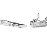14K White Gold 1.0 Cttw Invisible Set Princess Cut Diamond Alternating Station and Link Tennis Bracelet (I-J Color, I1-I2 Clarity) - Size 7.25