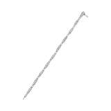 14K White Gold 1.0 Cttw Invisible Set Princess Cut Diamond Alternating Station and Link Tennis Bracelet (I-J Color, I1-I2 Clarity) - Size 7.25