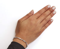 14K White Gold 1.0 Cttw Invisible Set Princess Cut Diamond Alternating Station and Link Tennis Bracelet (I-J Color, I1-I2 Clarity) - Size 7.25