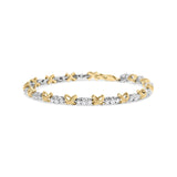 10K two-tone gold X-link bracelet with 1.00 cttw diamond stones thumbnail 1