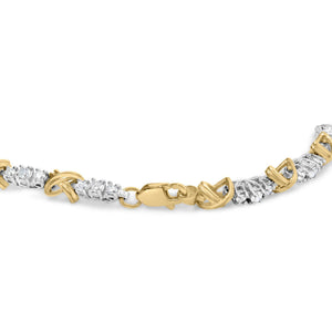 10K Two-Tone Gold 1.00 Cttw Diamond X-Link Link Bracelet-1