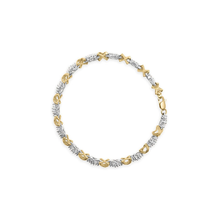 10K Two-Tone Gold 1.00 Cttw Diamond X-Link Link Bracelet
