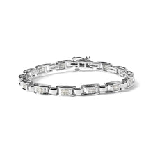14K White Gold 1.00 Cttw Princess-Cut Diamond Link Bracelet (I-J Color, I1-I2 Clarity) - Size 7.25-0