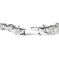 14K White Gold 1.00 Cttw Princess-Cut Diamond Link Bracelet (I-J Color, I1-I2 Clarity) - Size 7.25