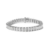 14K gold tennis bracelet with princess cut white diamond stones thumbnail 1
