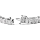 14K Gold 5.00 Cttw Square Princess Cut White Diamond Rectangular Invisible Set Link Tennis Bracelet (H-I Color, SI2-I1 Clarity) - 7.5” Inches-2 thumbnail 3