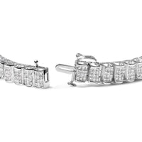 14K Gold 5.00 Cttw Square Princess Cut White Diamond Rectangular Invisible Set Link Tennis Bracelet (H-I Color, SI2-I1 Clarity) - 7.5” Inches