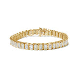 14K Gold 5.00 Cttw Square Princess Cut White Diamond Rectangular Invisible Set Link Tennis Bracelet (H-I Color, SI2-I1 Clarity) - 7.5” Inches-1 thumbnail 2