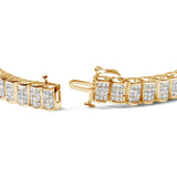 14K Gold 5.00 Cttw Square Princess Cut White Diamond Rectangular Invisible Set Link Tennis Bracelet (H-I Color, SI2-I1 Clarity) - 7.5” Inches-3 thumbnail 4
