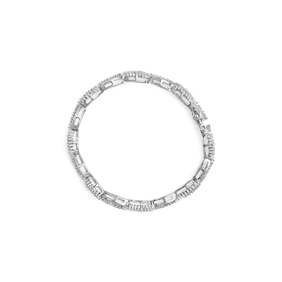 14K White Gold 2.00 Cttw Diamond Swirl and Pear Shape Link Bracelet (I-J Color, I2-I3 Clarity) - 7