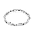 14K white gold bracelet with channel-set baguette and princess-cut diamond links