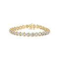 10K yellow gold bracelet with round diamond stones in X-shaped cluster links