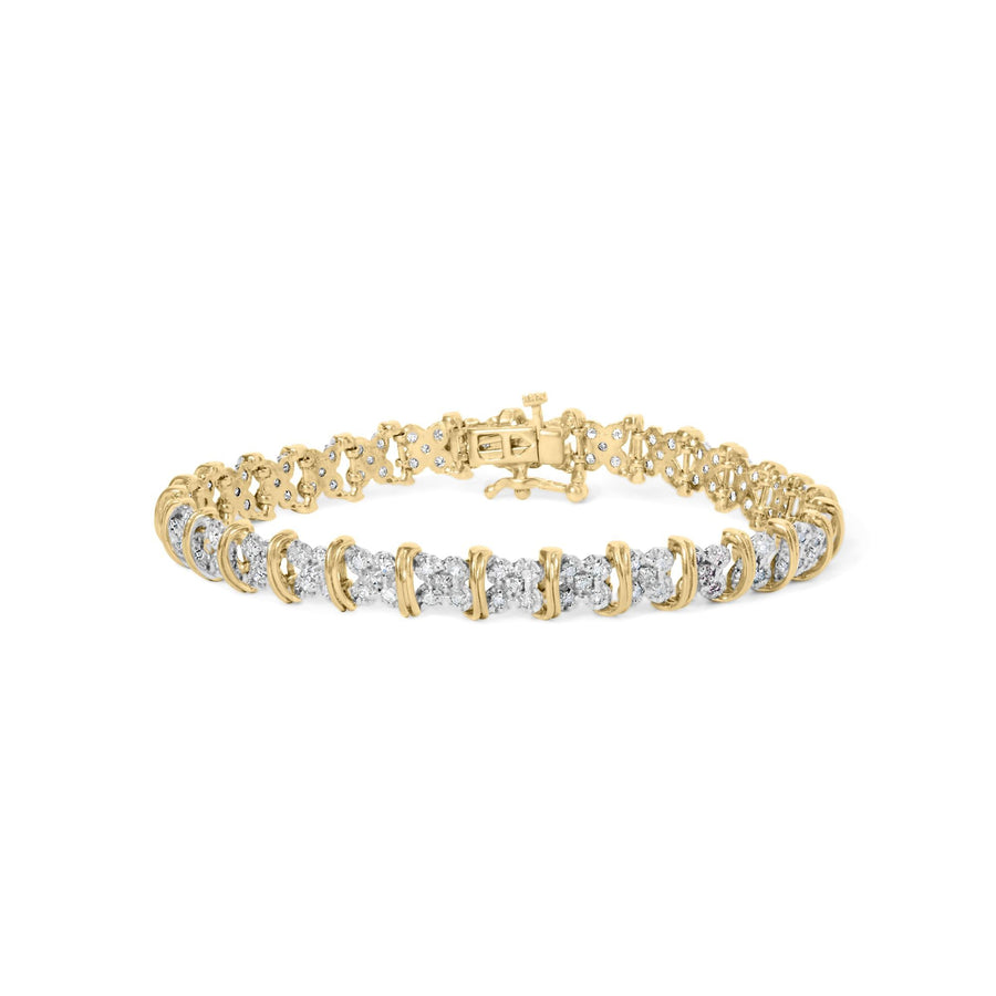 10K Yellow Gold Plated .925 Sterling Silver 2.0 Cttw Round Diamond Cluster 