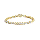 10K Yellow Gold 8.0 Cttw Bezel Set Round Diamond Tennis Bracelet-0 thumbnail 1