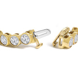 10K Yellow Gold 8.0 Cttw Bezel Set Round Diamond Tennis Bracelet-1 thumbnail 2