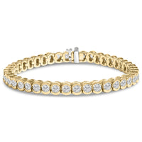 14K Yellow Gold 8.00 Cttw Half Bezel Set Diamond Tennis Bracelet (H-I Color, SI2-I1 Clarity) - 7