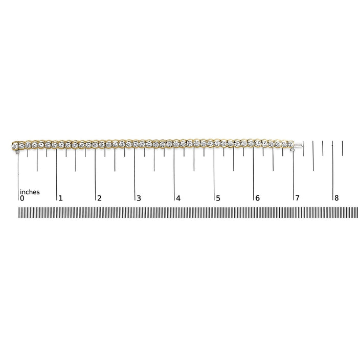 14K Yellow Gold 8.00 Cttw Half Bezel Set Diamond Tennis Bracelet (H-I Color, SI2-I1 Clarity) - 7