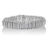 14K white gold bracelet with round diamond stones in S wave design thumbnail 1