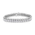 14K white gold tennis bracelet with princess cut diamond stones