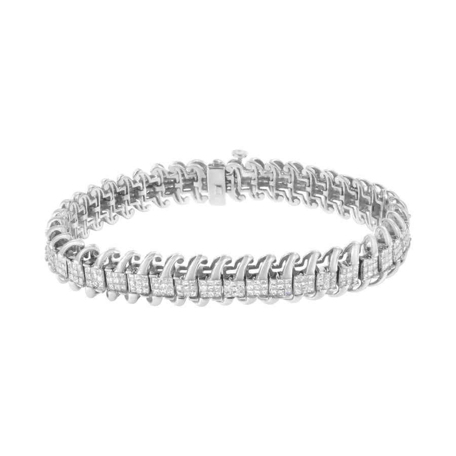 14K White Gold 5.0 Cttw Princess Cut Diamond 7