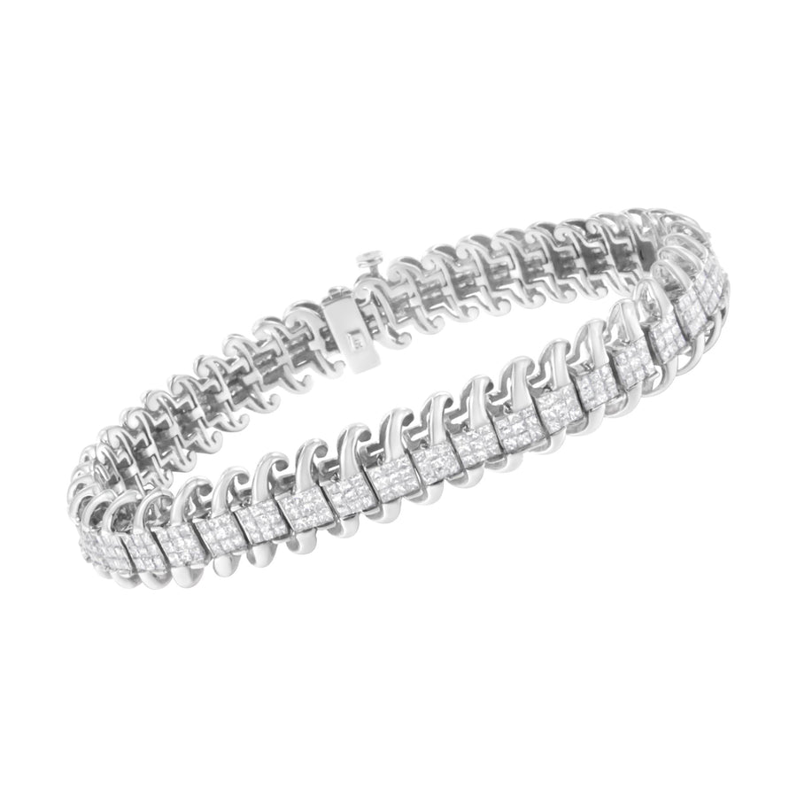 14K White Gold 5.0 Cttw Princess Cut Diamond 7