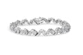 14K white gold bracelet with round diamond cluster and spiral links