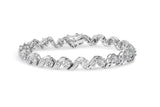 14K white gold bracelet with round diamond cluster and spiral links thumbnail 1