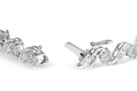 14K White Gold 2.00 Cttw Diamond Cluster and Spiral Link Bracelet (I-J Color, I1-I2 Clarity) - 7