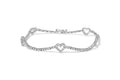 14K white gold bracelet with heart diamond stations along the strand