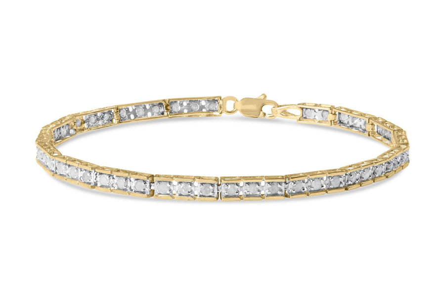 10K Yellow Gold 1.0 Cttw Round Diamond Pave Link Bracelet