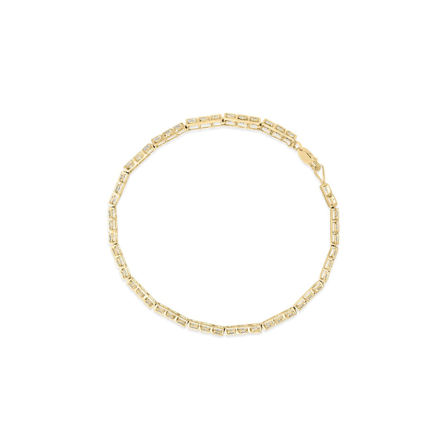10K Yellow Gold 1.0 Cttw Round Diamond Pave Link Bracelet
