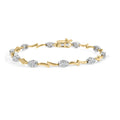 10K yellow gold bracelet with oval diamond cluster stones