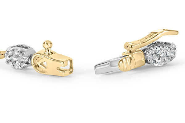 10K White and Yellow Gold 1.00 Cttw Diamond Oval Shaped Cluster Link  Bracelet (I-J Color, SI2-I1 Clarity) - 7