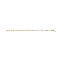10K White and Yellow Gold 1.00 Cttw Diamond Oval Shaped Cluster Link  Bracelet (I-J Color, SI2-I1 Clarity) - 7