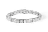 10K White Gold Round and Baguette Cut Diamond Bracelet (2.00 cttw, H-I Color, I2-I3 Clarity)-0 thumbnail 1