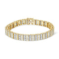 14K yellow gold bracelet with round and baguette diamond stones