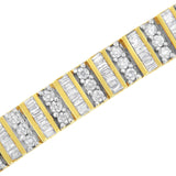 14K Yellow Gold Round and Baguette-Cut Diamond Bracelet (5.50 cttw, H-I Color, I1-I2 Clarity)-4 thumbnail 5