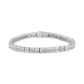 14K white gold tennis bracelet with alternating princess and baguette diamonds