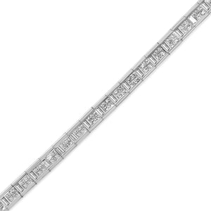 14K White Gold 4 3/8 Cttw Alternating Invisible Set Princess and Baguette Diamond Tennis Bracelet (G-H Color, VS1-VS2 Clarity) - Size 7