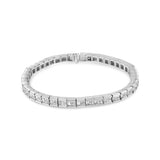 14K White Gold 4 3/8 Cttw Alternating Invisible Set Princess and Baguette Diamond Tennis Bracelet (G-H Color, VS1-VS2 Clarity) - Size 7