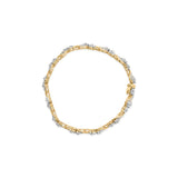 10k Yellow Gold 3.00 Cttw Round-Cut and Baguette-Cut Floral Link 7.25